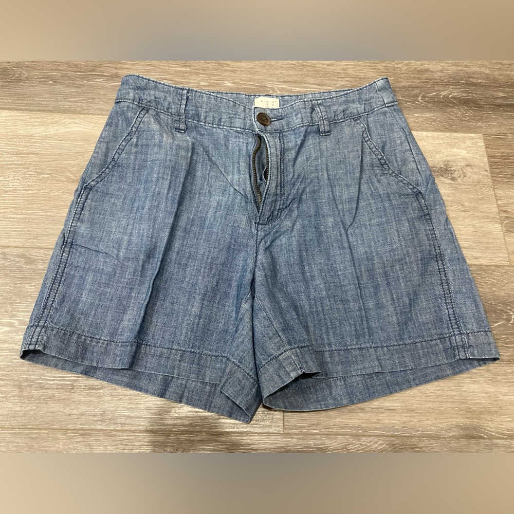 A New Day Chambray Blue Women's Shorts Size 2 Cotton Chino
